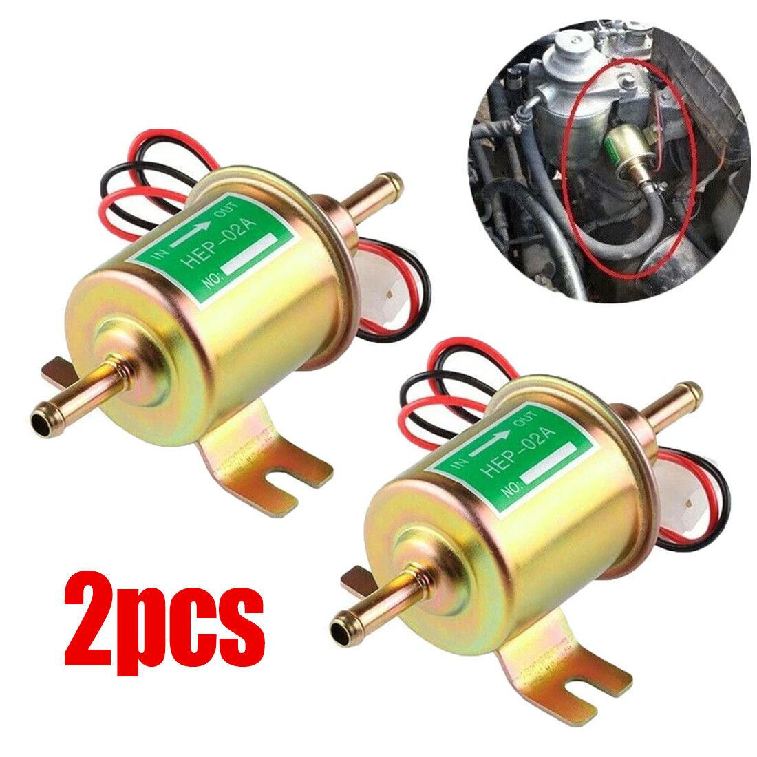 2PCS Car 12V Electric Fuel Pump HEP-02A Universal Inline Low Pressure Gas — image 10