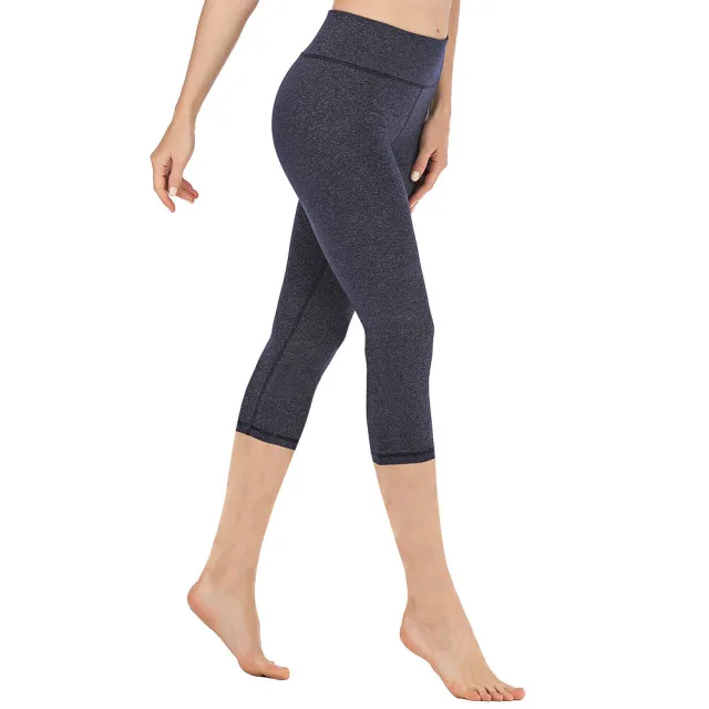 High Waist Slimming Yoga Cropped Pants Denim Blue - Shop at LoveMi