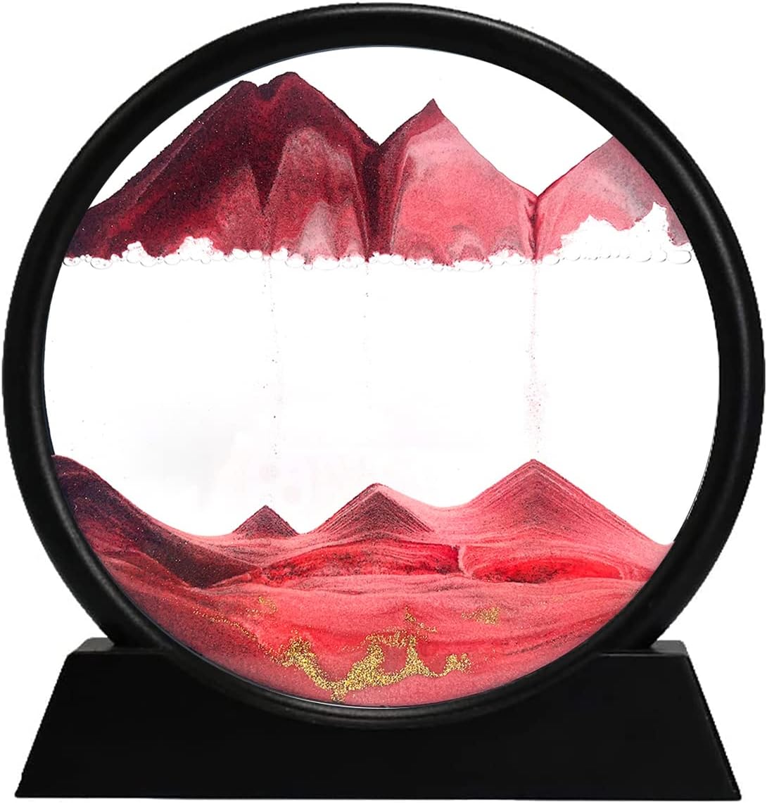 3d Dynamic Sand Art Moving Liquid Motion Picture Round Glass Desk_voghion.com