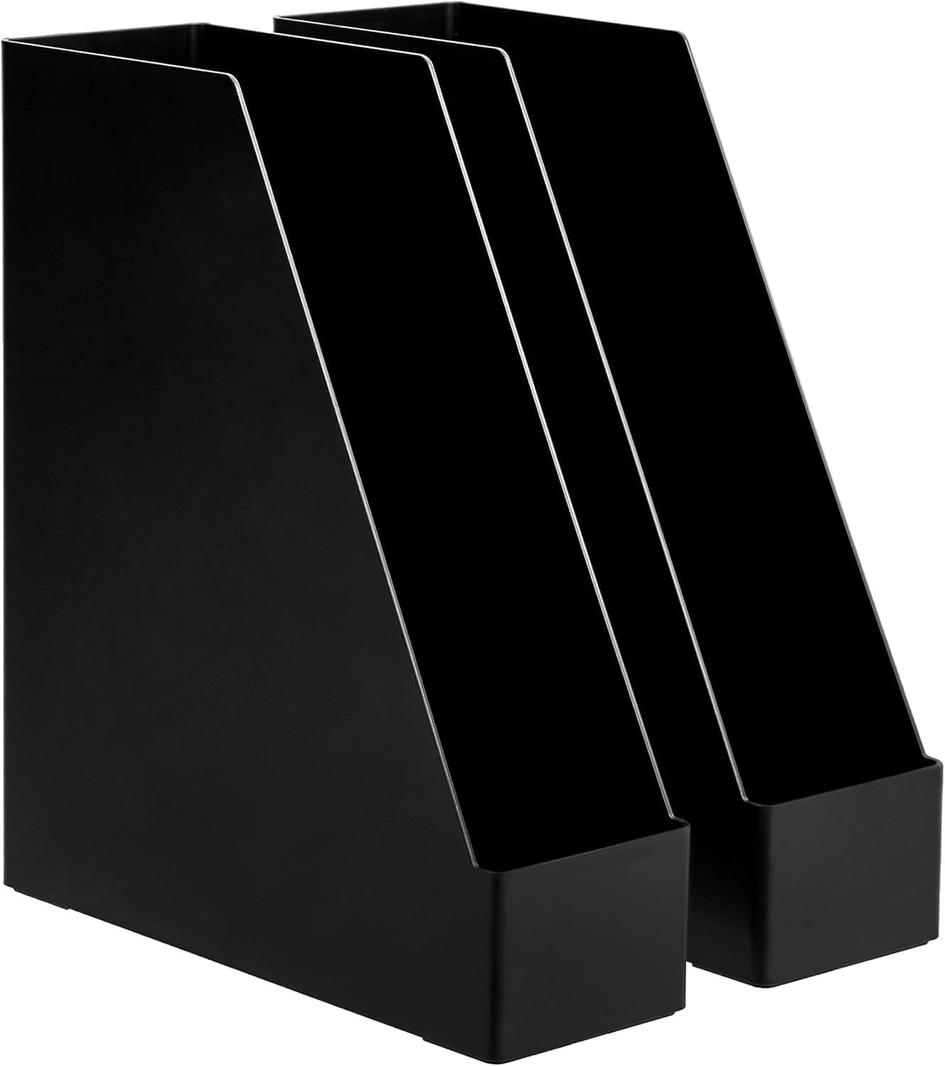 Organisateur de bureau en plastique 2 unités, chargeur vertical et porte-dossier, rack de stockage de documents de bureau noir