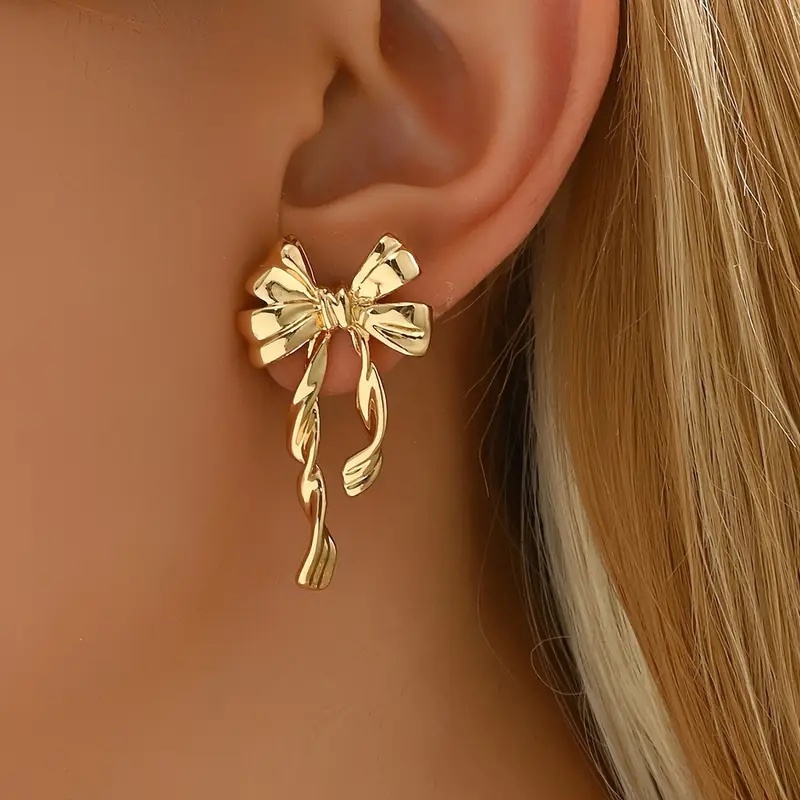 1 Pair Elegant Boho Style Bow Earrings For Women, Perfect For Daily Wear, Gatherings & Vacations, Ideal Thanksgiving Jewelry Gift