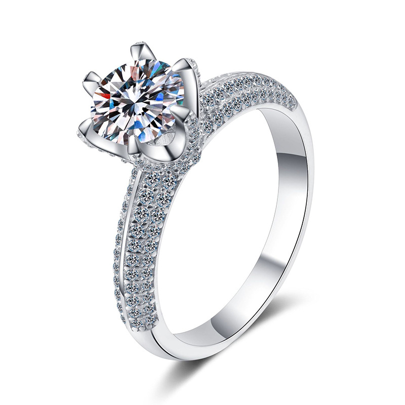 Title 2, S925 Pure Silver Platinum Plated Moissanite Ring