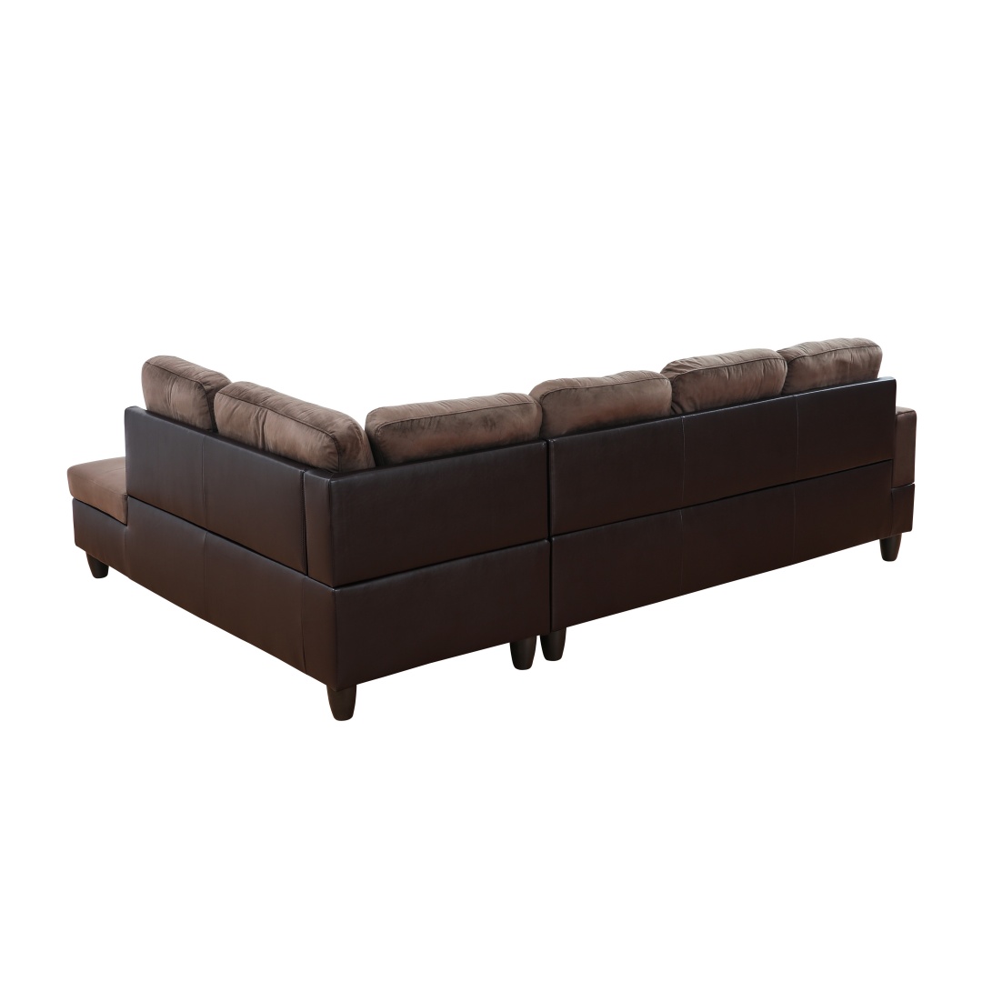 Pickup Only--Dark Brown Flannel And PVC 3-Piece Couch Living Room Sofa Set