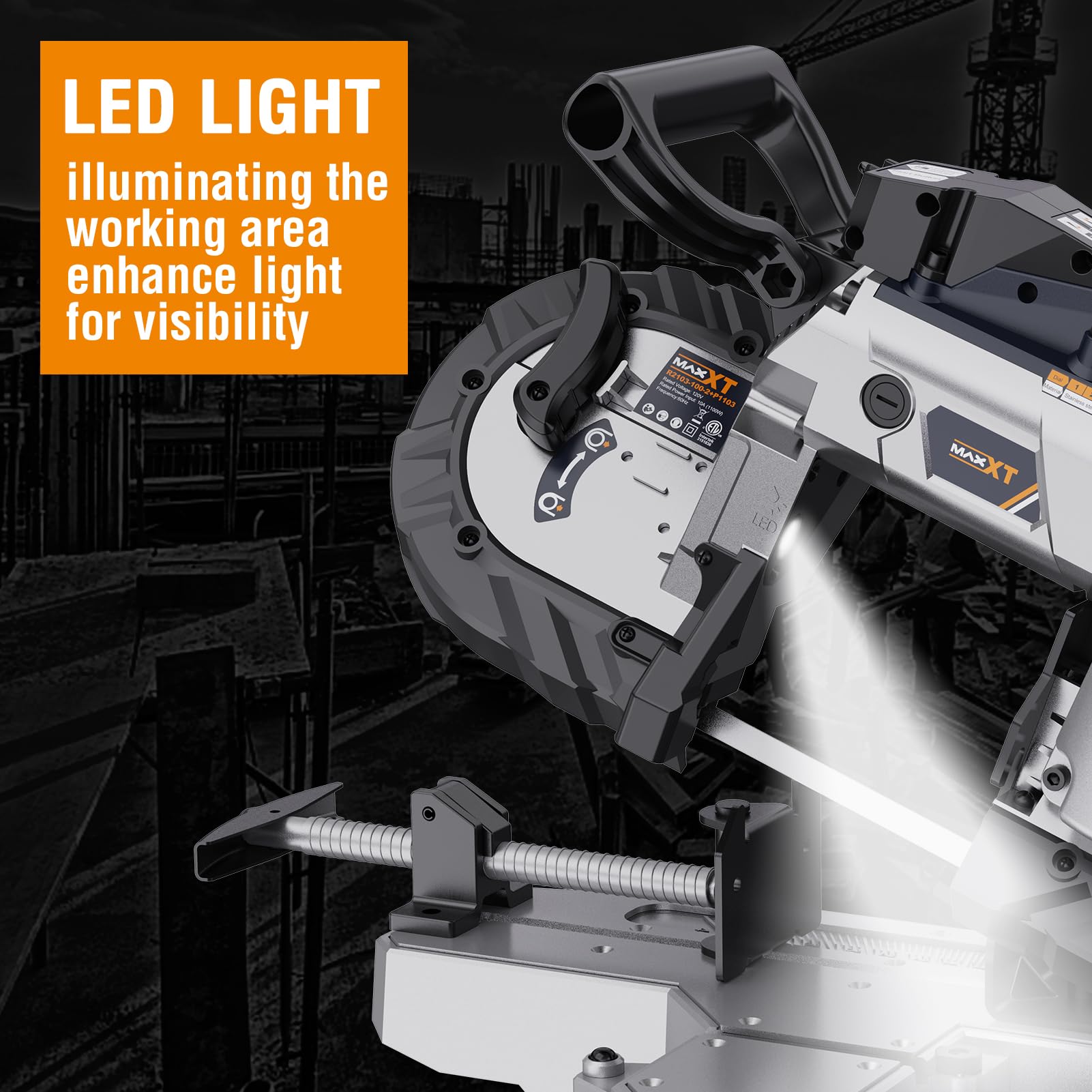 Band Saw With Lightweight Aluminum Base, 10 Amp 5 Inch Deep Cut Bandsaw, Variable Speed Handheld Automatic Multipurpose Cut With Carrying Wheels Portable Metal Saw, Band Saws For Metal Wood