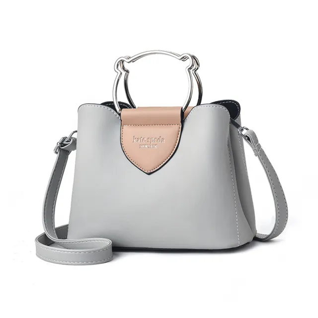 Simple Contrast Color Casual Shoulder Bag Grey - Shop at LoveMi