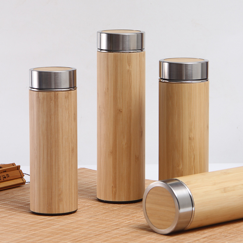 Stainless Steel Bamboo Vacuum Flask For Car Portable