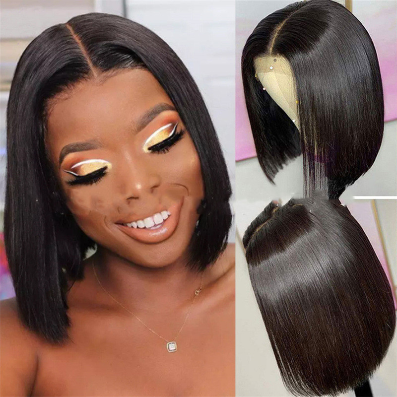 Wig Ladies Mid point Short Wave Chemical Fiber Hair Cover Dark Brown - Shop at LoveMi