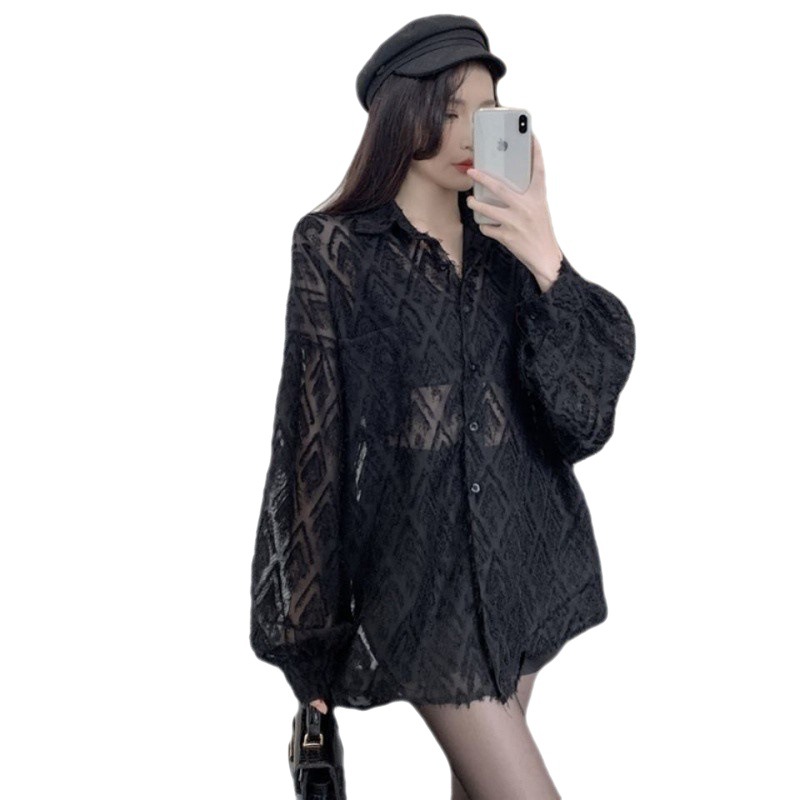Temperament Preppy Shirt Mid Length Loose Top
