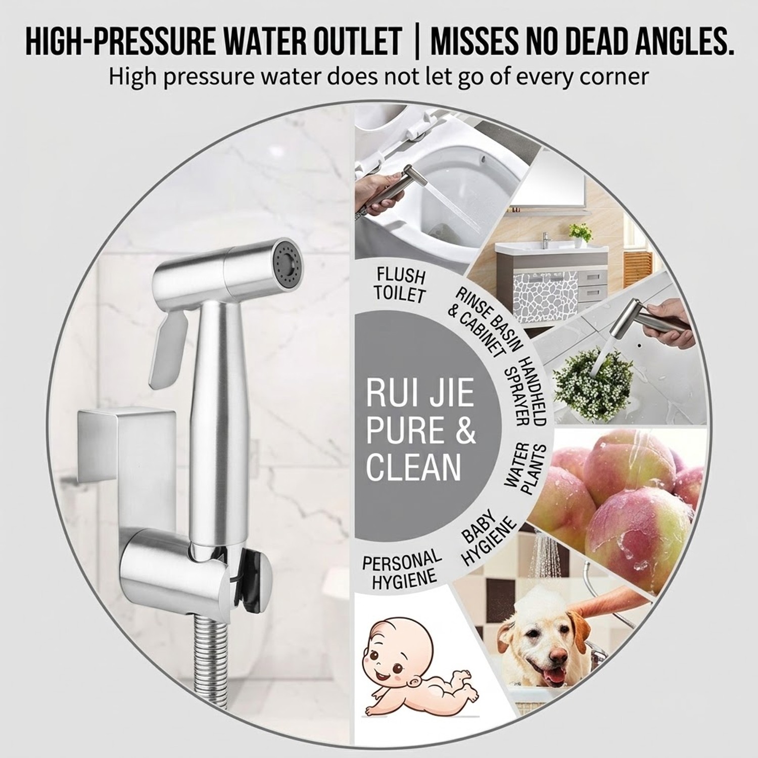 Handheld Shower Head Bidet Attachment - Bathroom Hose Kit & Shattaf Adapter