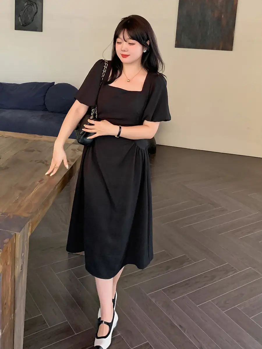 Summer Plus Size Women's Pleating French Dress