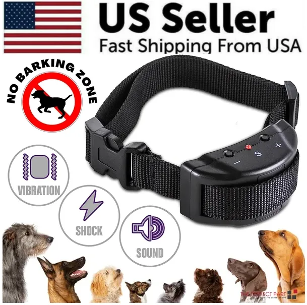 Automatic Anti Bark Barking Dog Shock Control Collar Device Large Medium Small Black - Shop at LoveMi