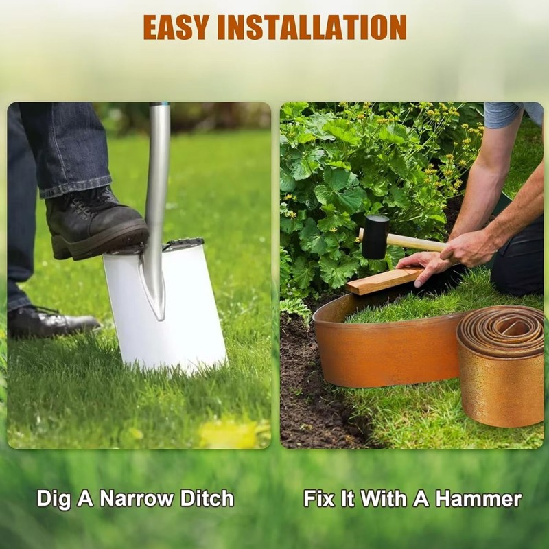 6M12M Flexible Metal Garden Border Lawn Edging Outdoor Grass Path Edge Roll L — image 3