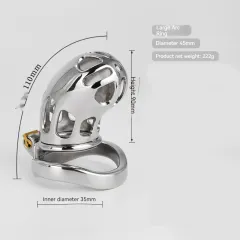 New Stainless Steel Lightweight Breathable Long Bird Cage For Men - With 45Mm Arc Ring - View 1