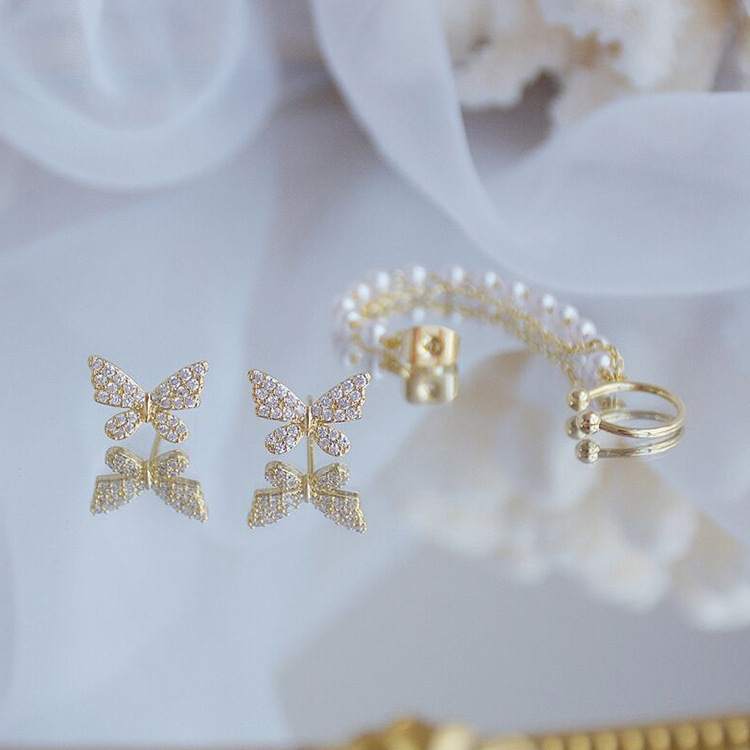Two Butterfly Ear Bone Clip Earrings One-piece