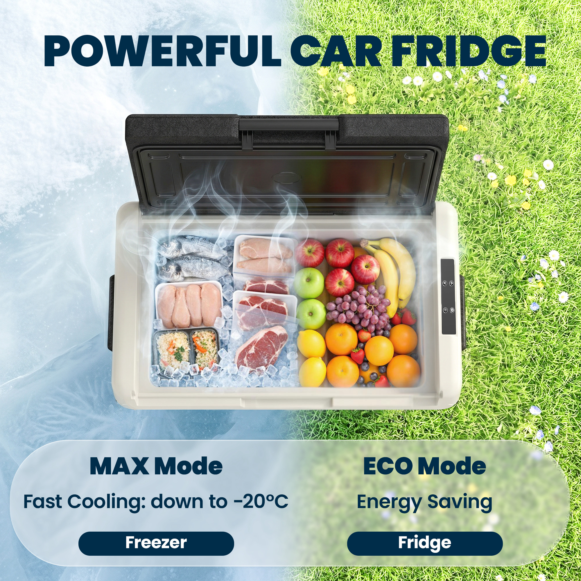 50L Portable Car Refrigerator - Grey And Black