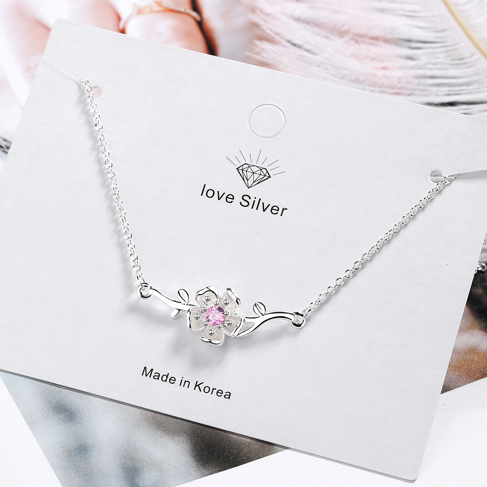 Women's Artistic  Cherry Blossom Necklace With Diamonds