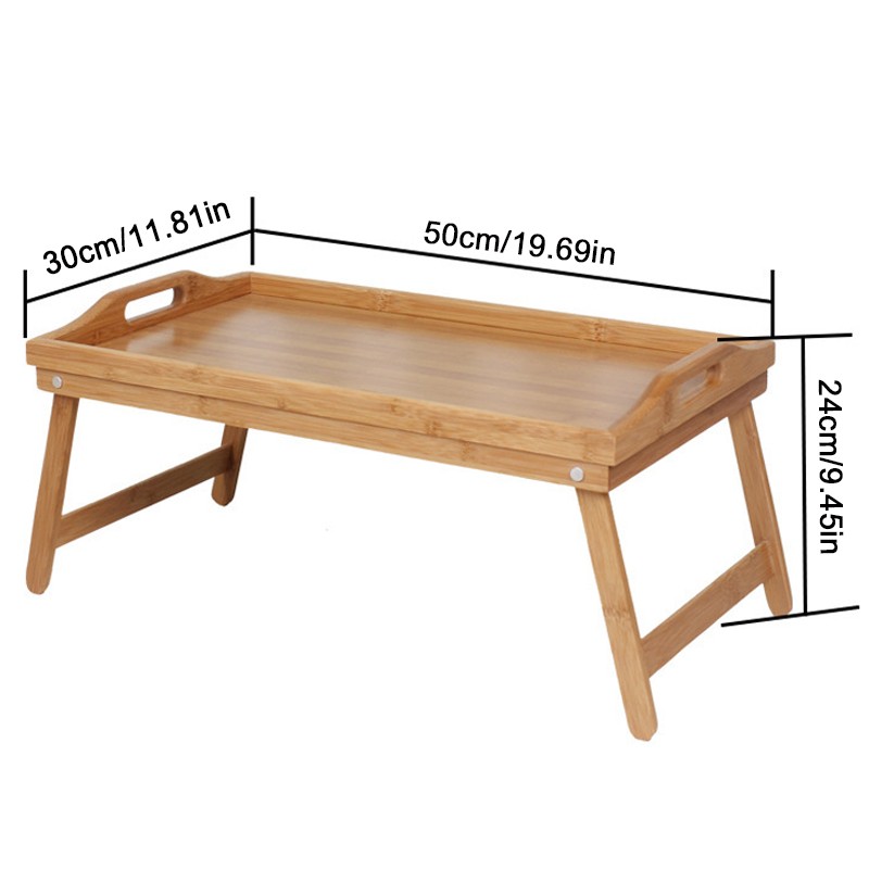 Bamboo Wooden Bed Tray Table With Folding Legs Portable Breakfast Serving — image 9