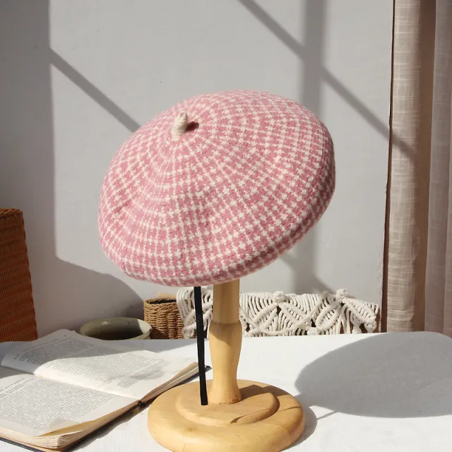 Versatile And Fashionable Literary Lattice Octagonal Hat Pink - Shop at LoveMi