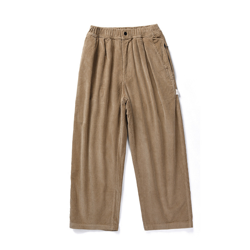 Europe And America High Street Heavy Industry Wide Corduroy Cropped Pants