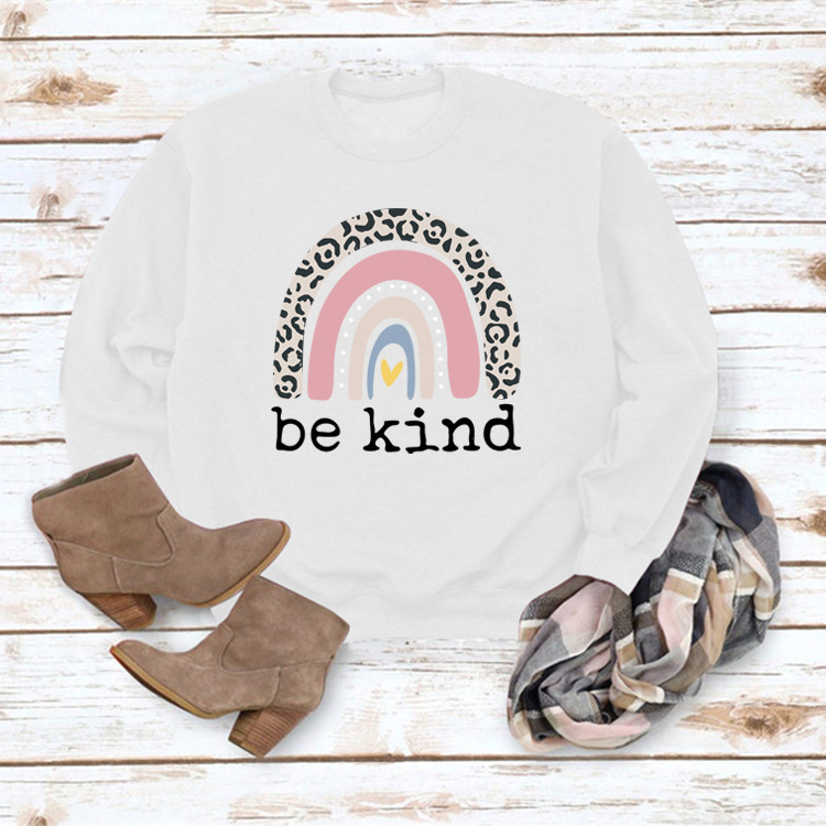 Title 7, Be Kind Rainbow Print Casual Sweater Women