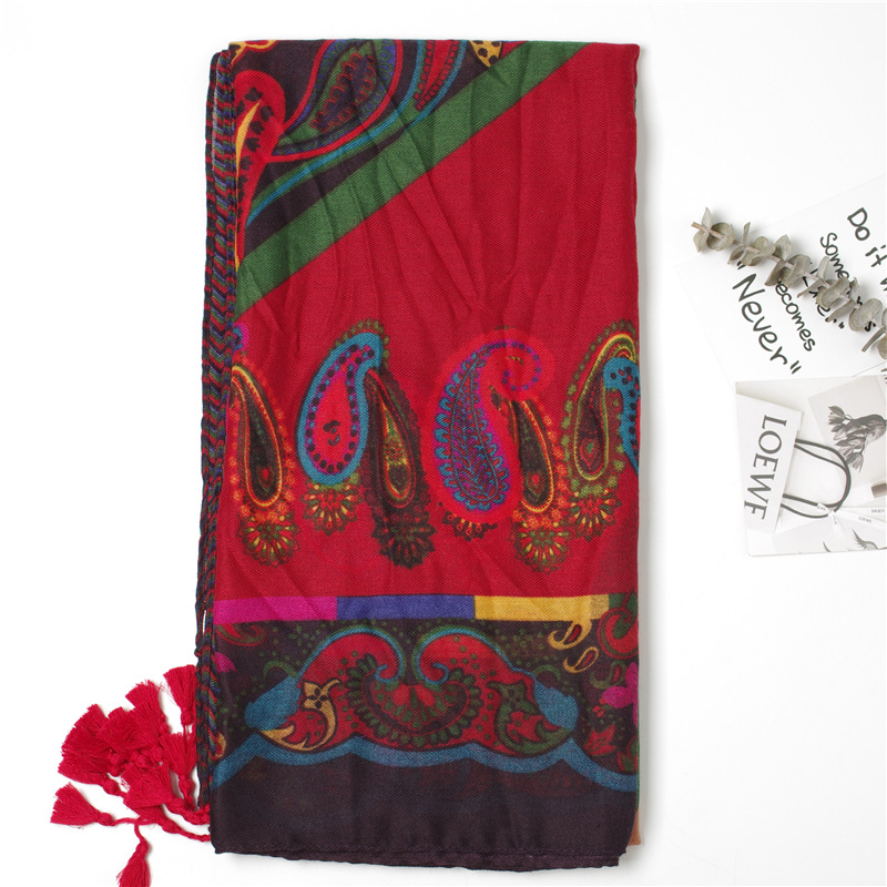 Cashew Flower Cotton Linen Scarf Warm Scarf Shawl