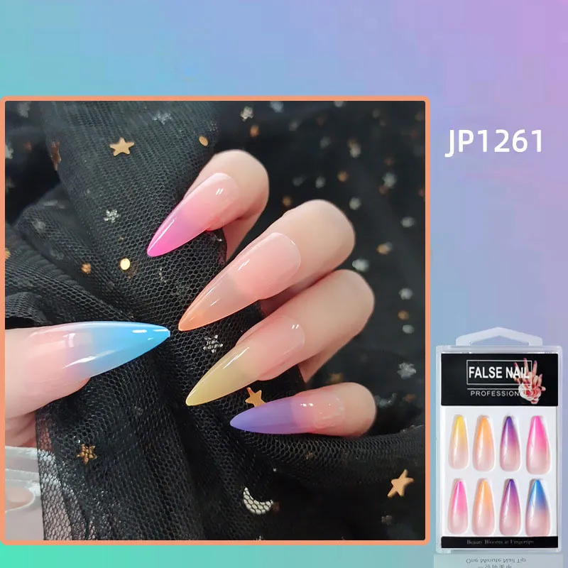 Flat Head Nail Fake Nail Patch Wear Manicure Finished Product - Pointed