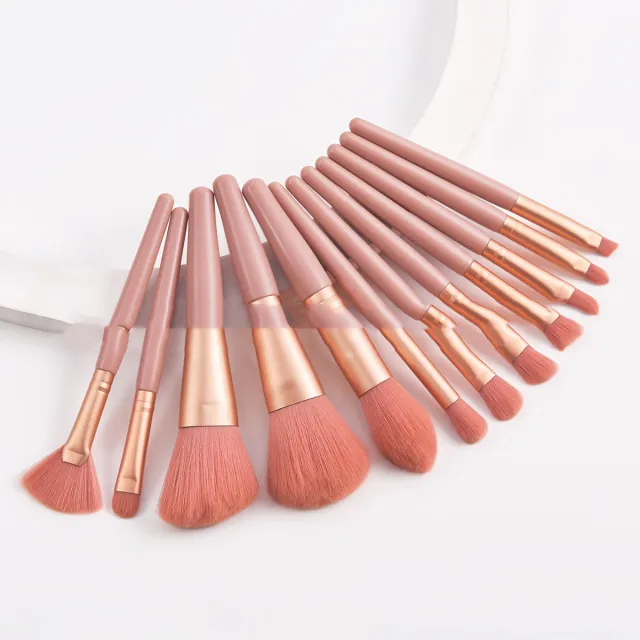 Set Of 12 Portable Makeup Brushes Pink - Shop at LoveMi