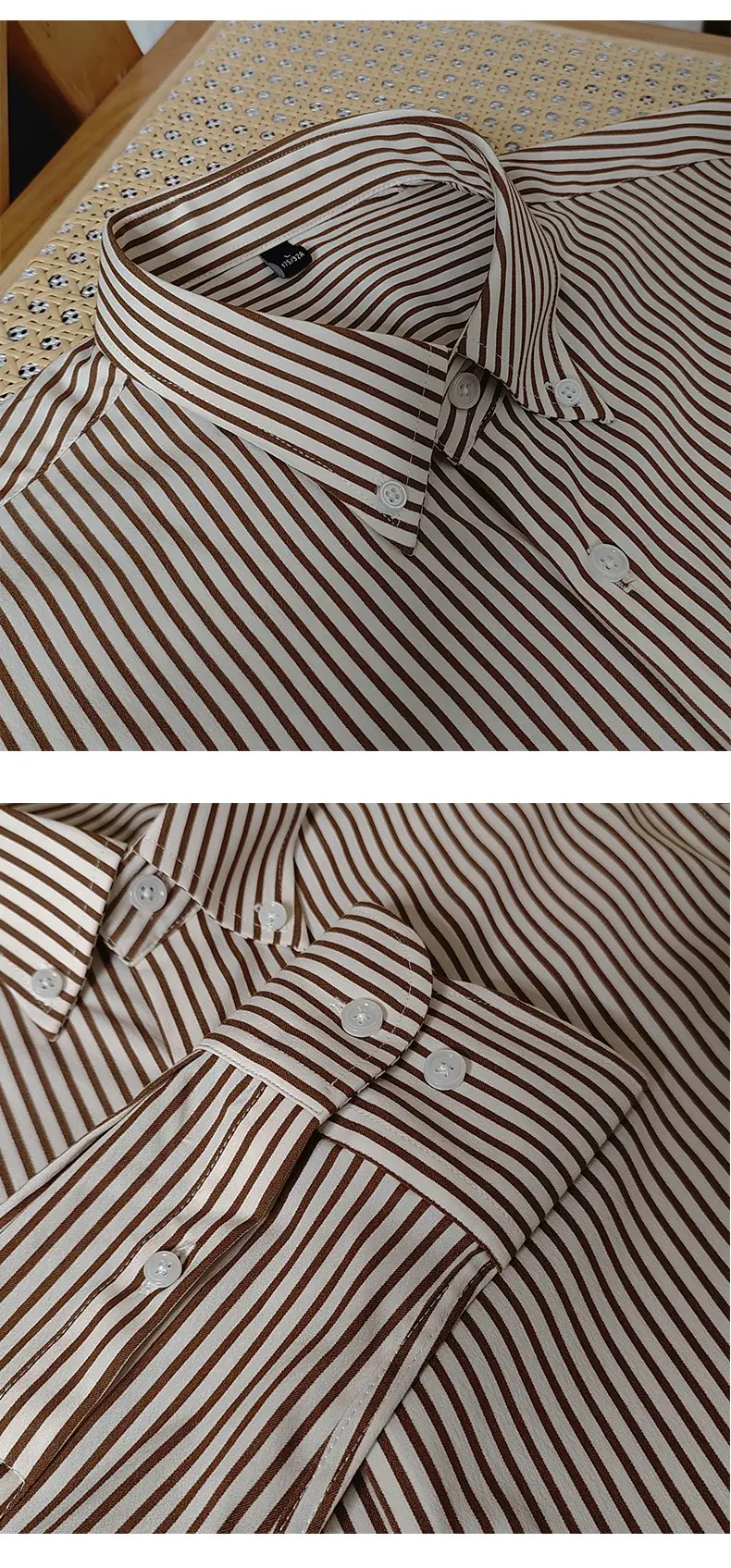 Slim Fitting Coffee Striped Shirt