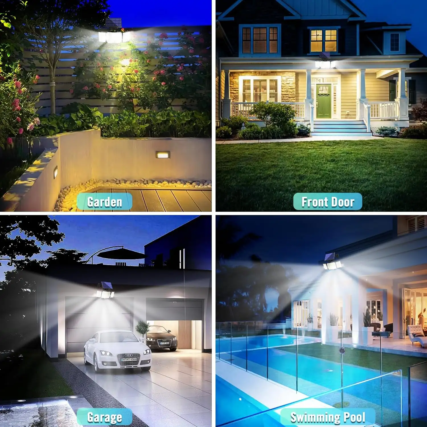 1-Pack Outdoor Solar Light  348-LED Motion Sensor Light With Remote Control  3-Head, Waterproof
