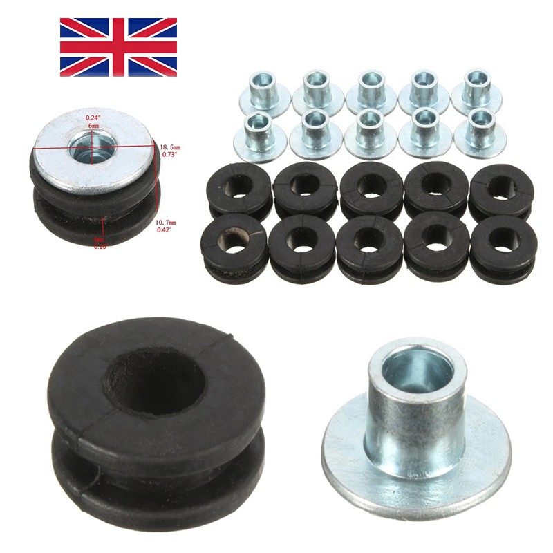 10PCS 6mm Motorcycle Rubber Washers Sleeve Fairing Grommets — image 3
