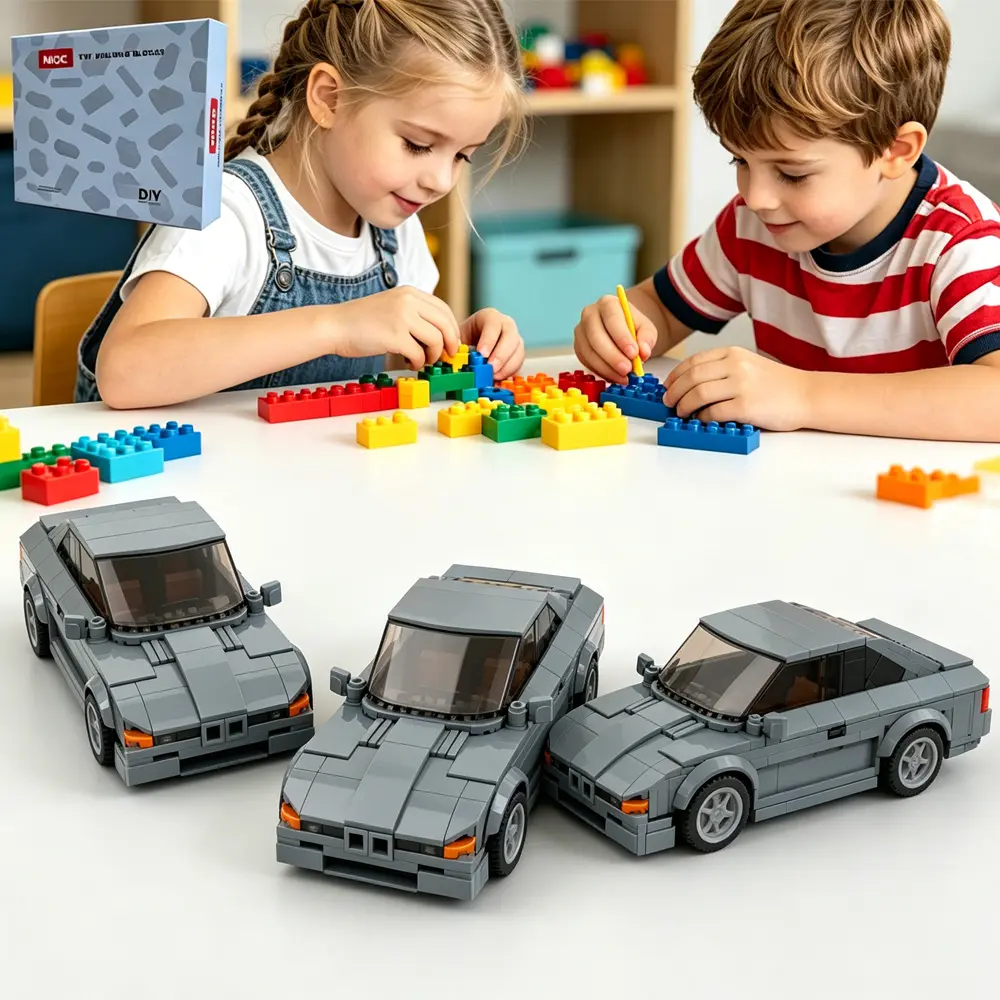 Gray Classic Sports Car Building Blocks, Retro