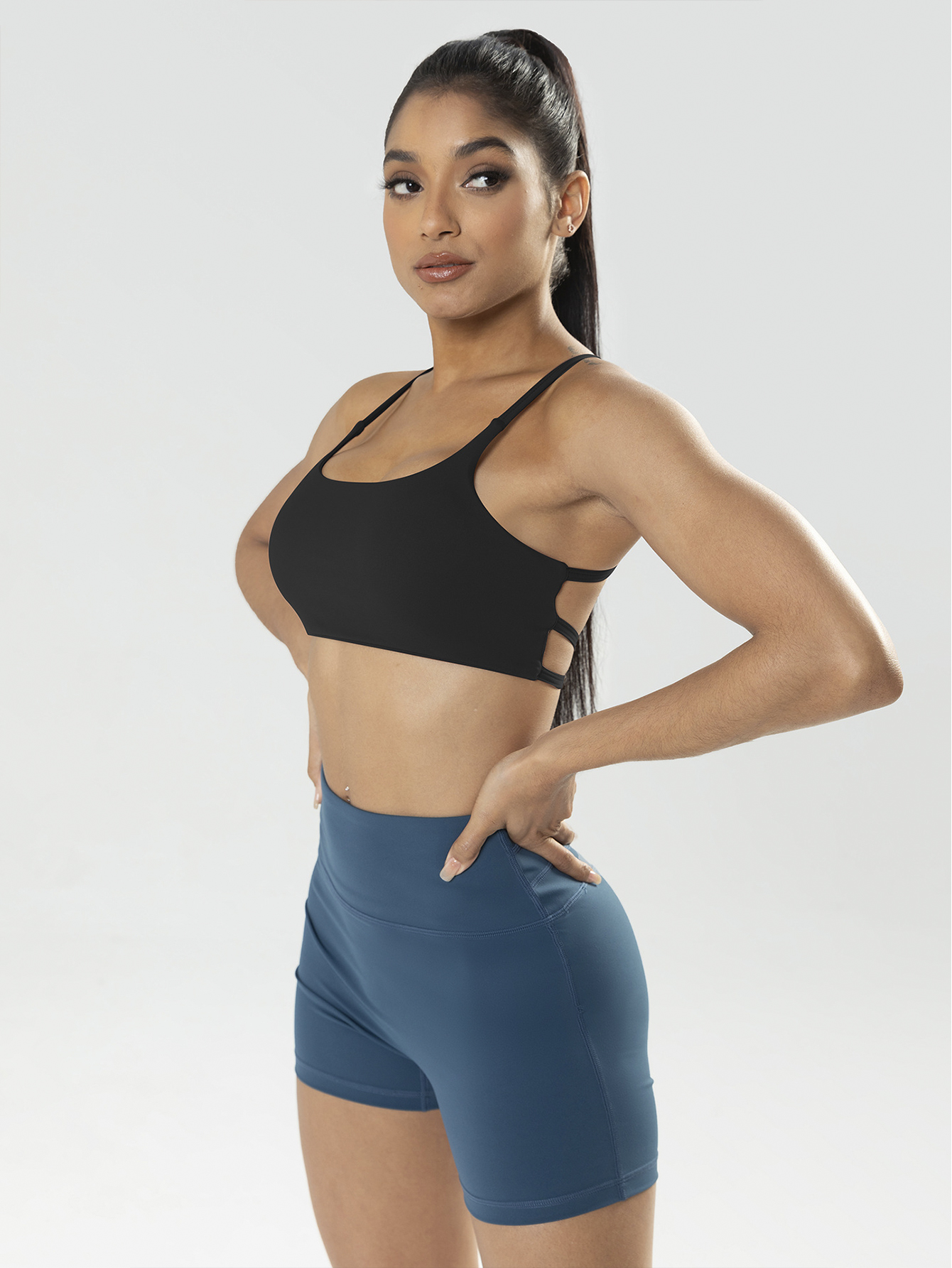 Women's Strappy Sports Bra - Criss Cross Back Padded Medium Support Wireless Gym - Picture 3 of 7