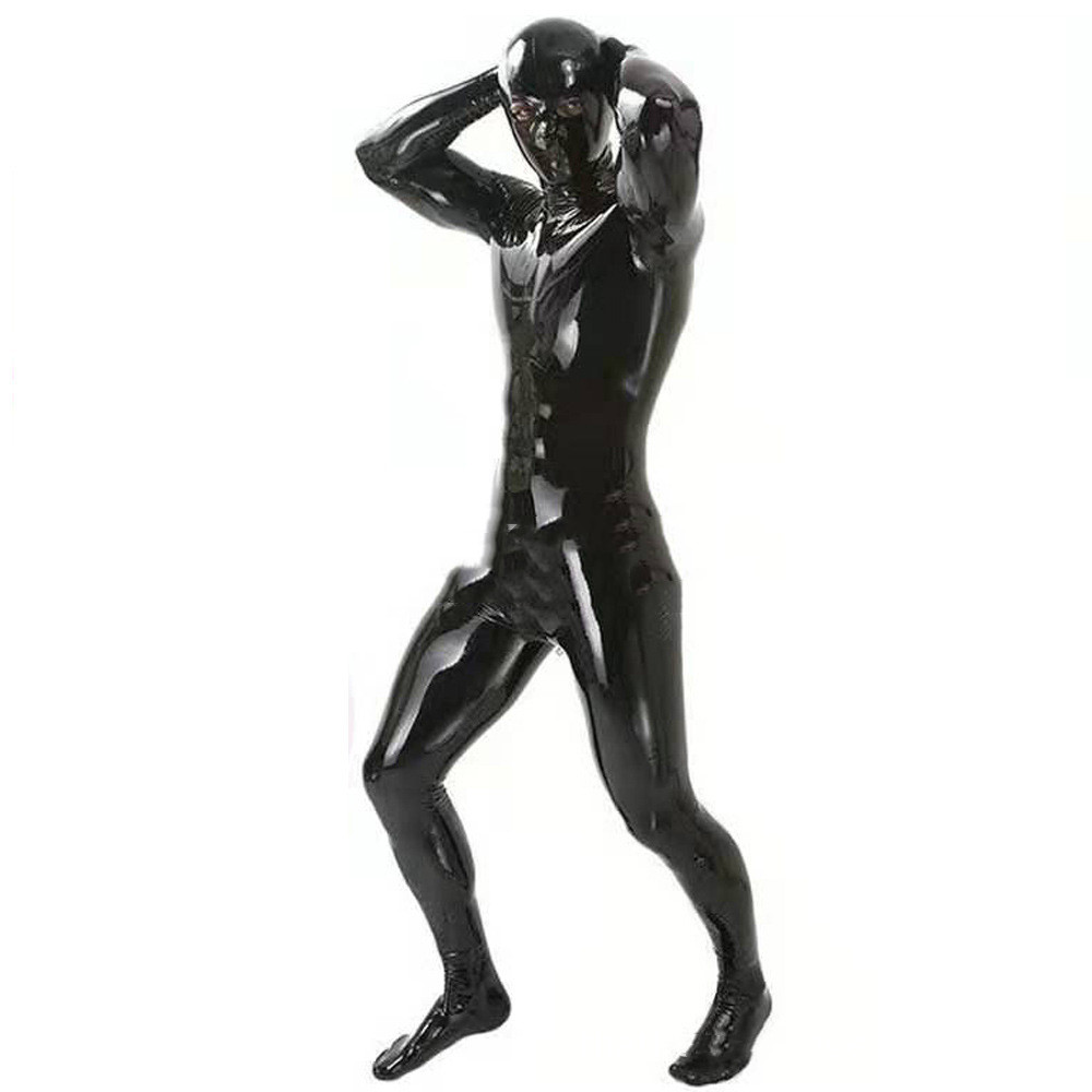 Men's Fashion Mirror Shiny Leather Full Wrap One-piece Tights