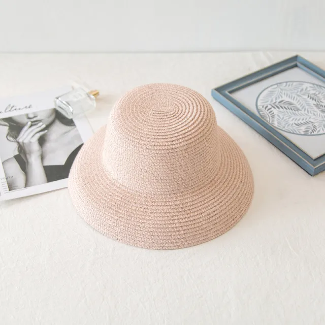 Ladies Vacation Beach Flat Top Straw Hat Pink - Shop at LoveMi