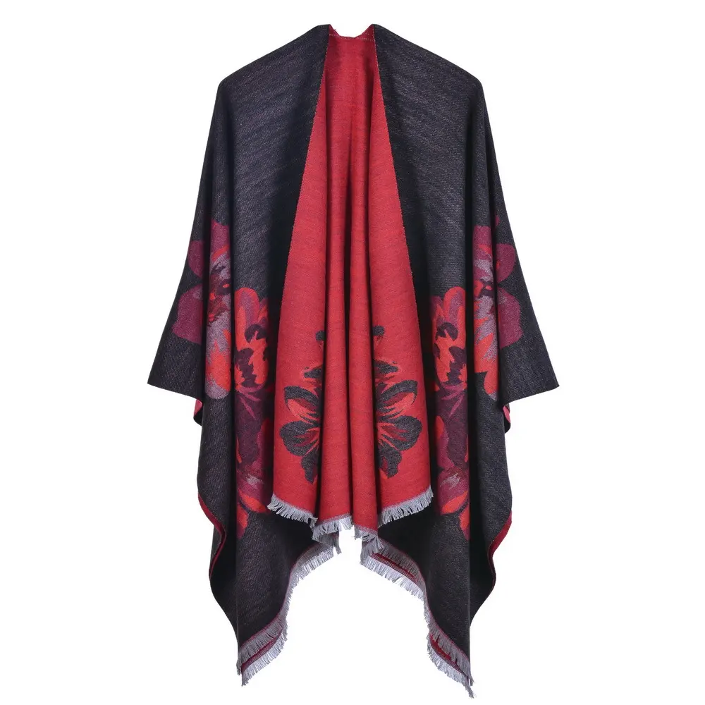 Women's Double-Sided Fringe Fashion Jacquard Shawl
