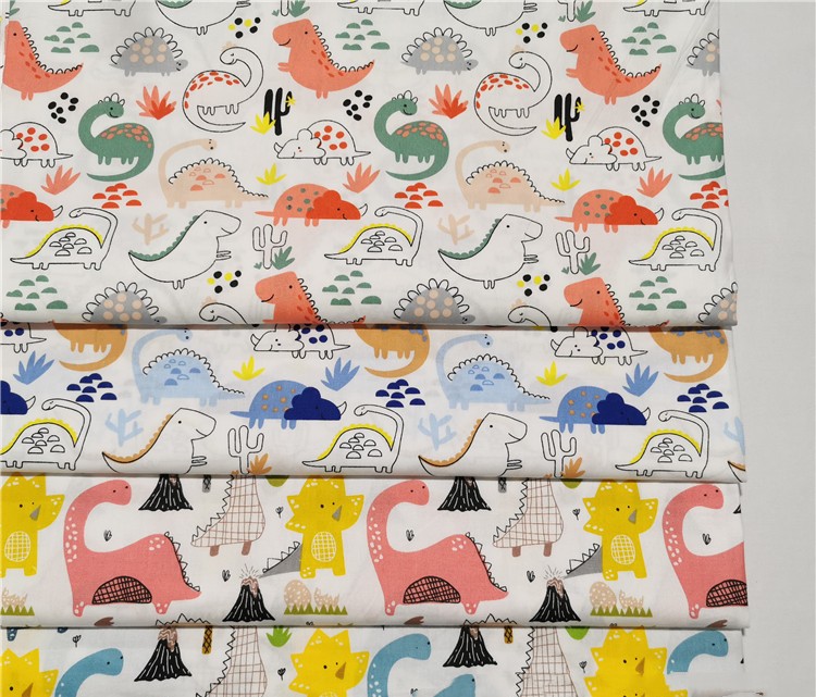 Cotton Dinosaur Print Fabric, 10m