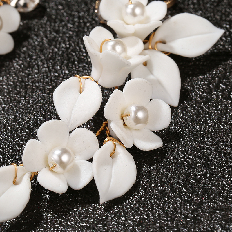 Title 3, White Ceramic Flower Handmade Flower Earpieces