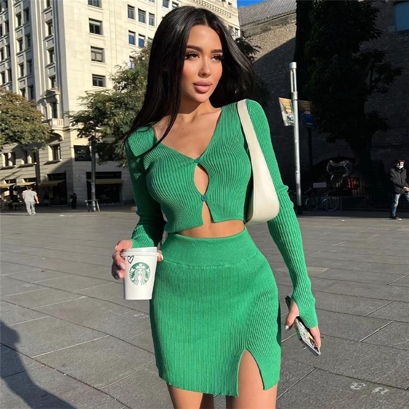 Ladies Package Hip Knitted Short Skirt Hot Girl Suit