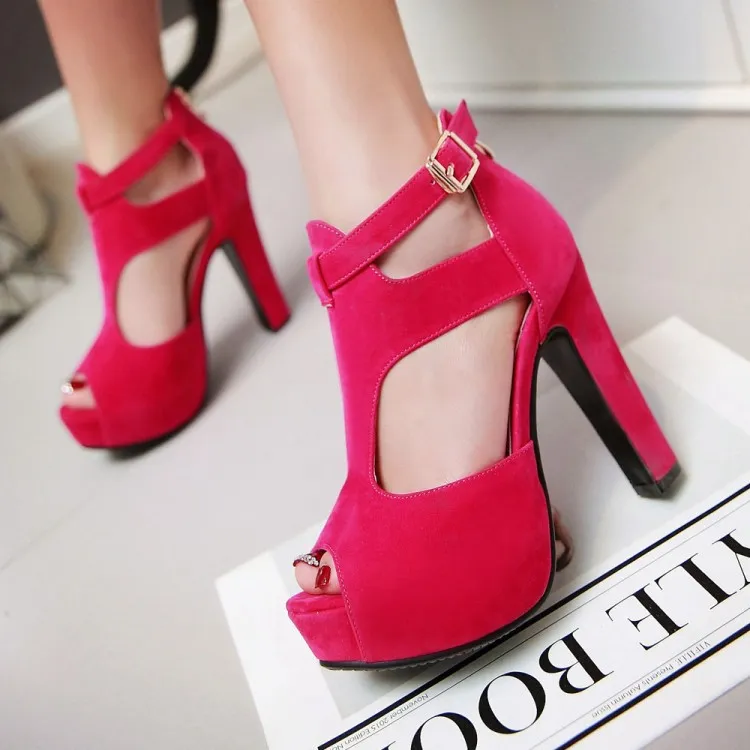 Fish Mouth Shoes Roman Sandals Women's Stiletto High Heels - Pink