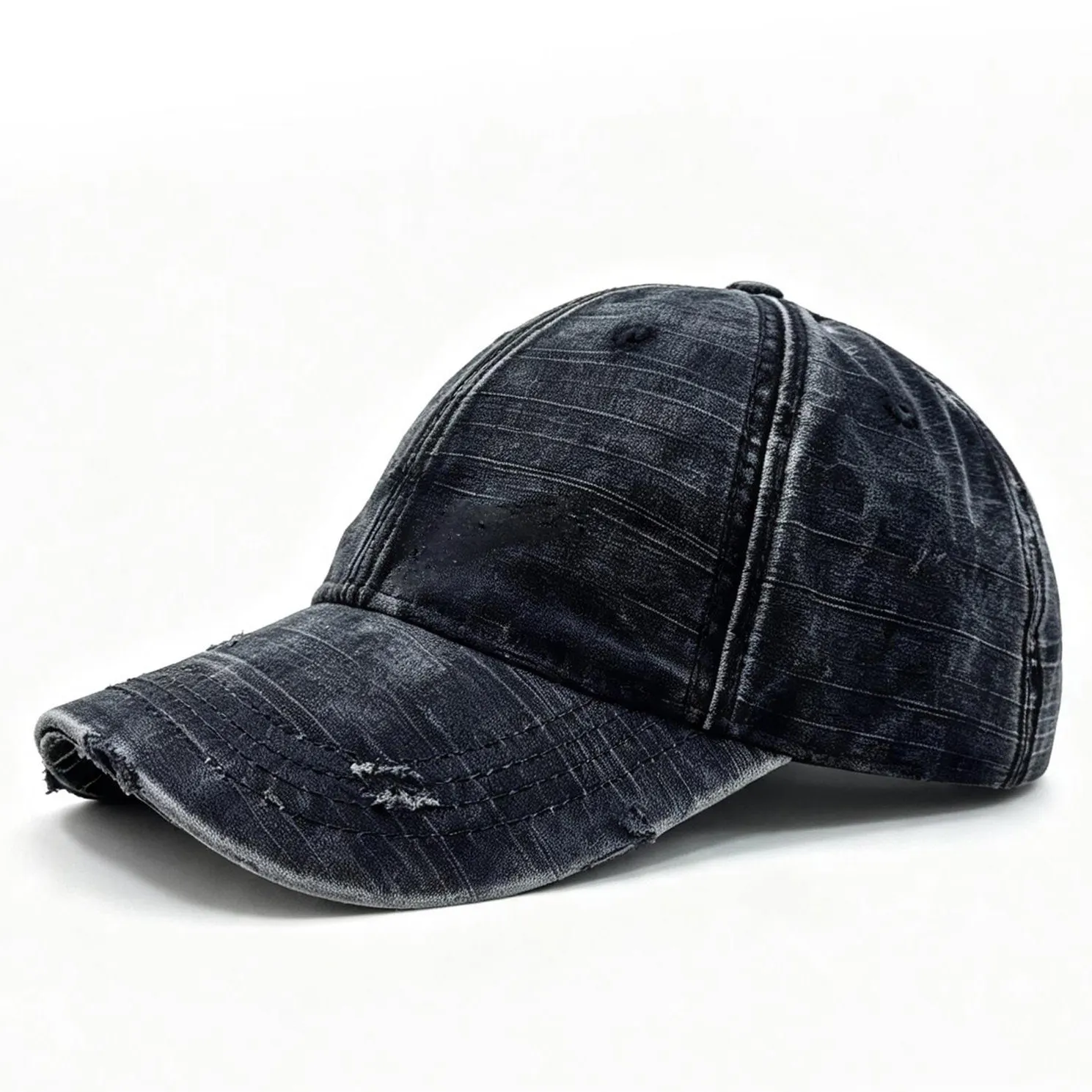 Street Fashion Retro Distressed Denim Holey Baseball