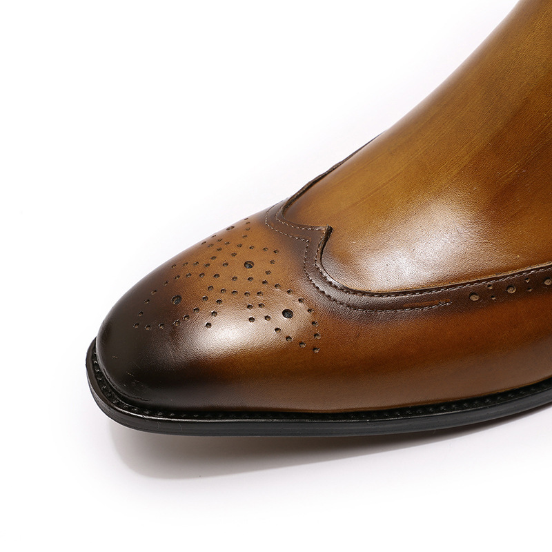 Men's Fashion High-Top Leather Boots With Carved Snakeskin Embossed