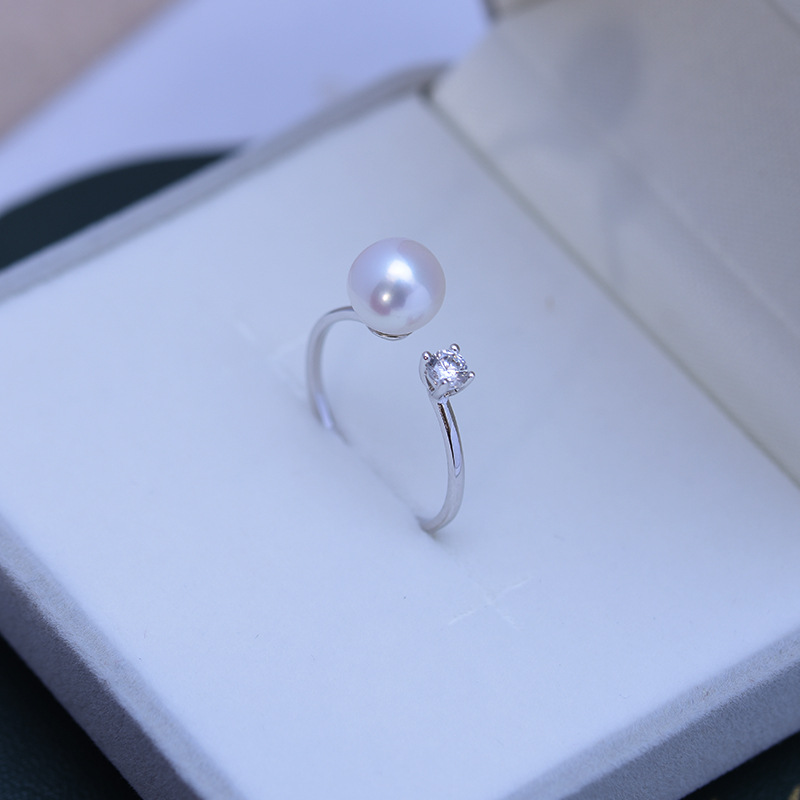 Title 3, Freshwater Pearl S925 Silver Princess Ring, Whi...