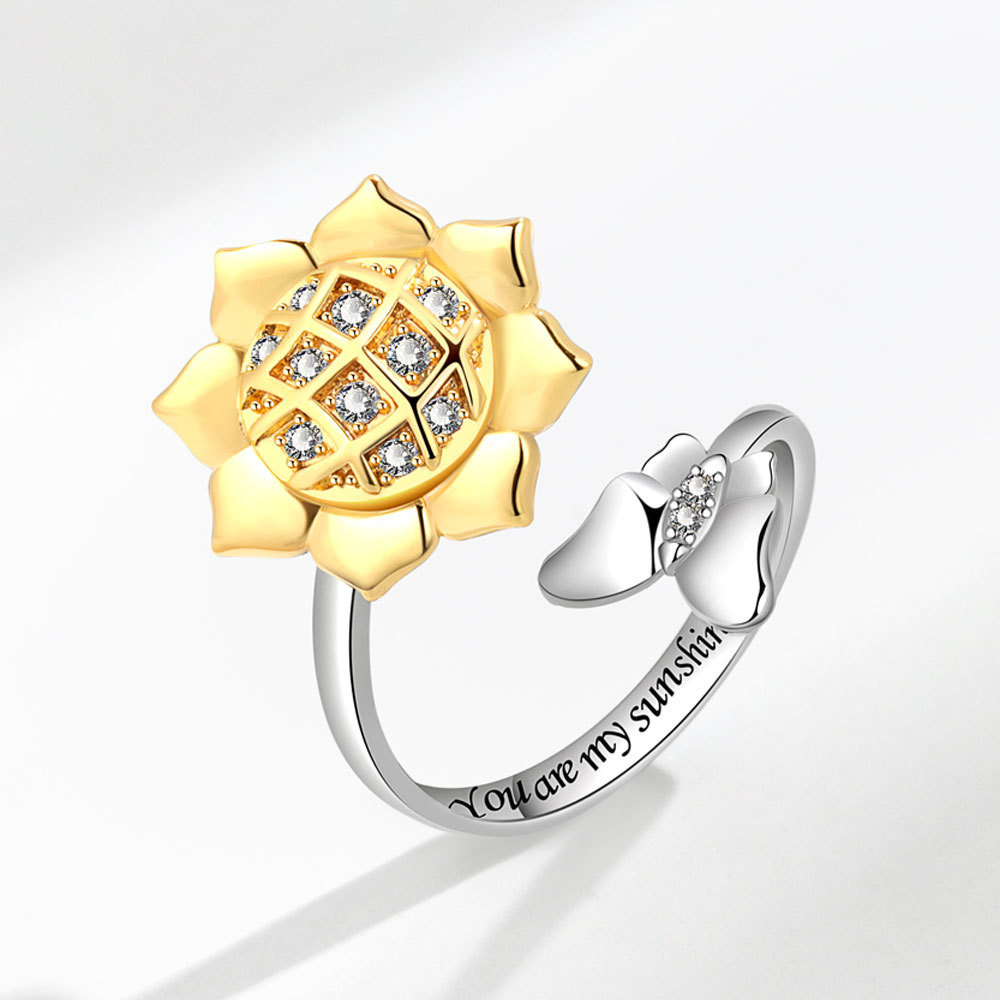 Title 3, Fashion Adjustable Sunflower Rotating Ring