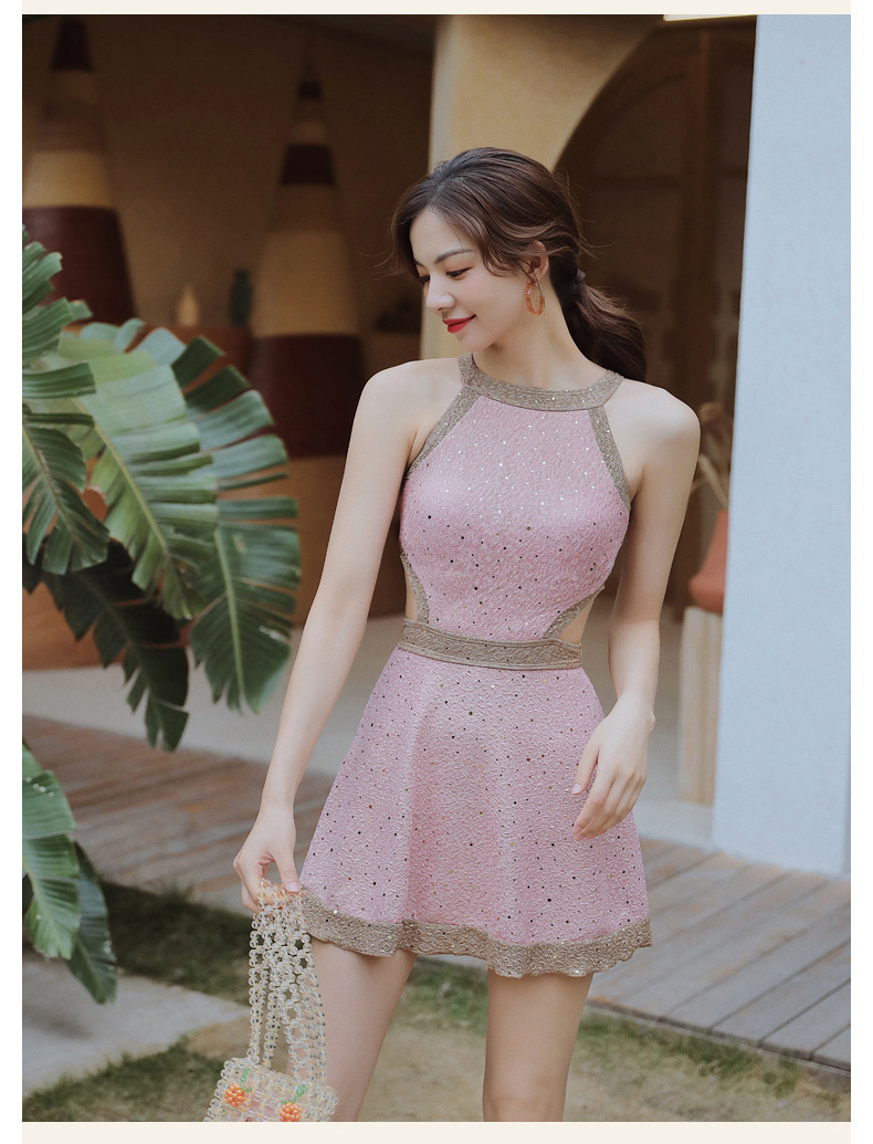 Fashionable Skirt Cover Belly Slim Fit One Piece Swimsuit