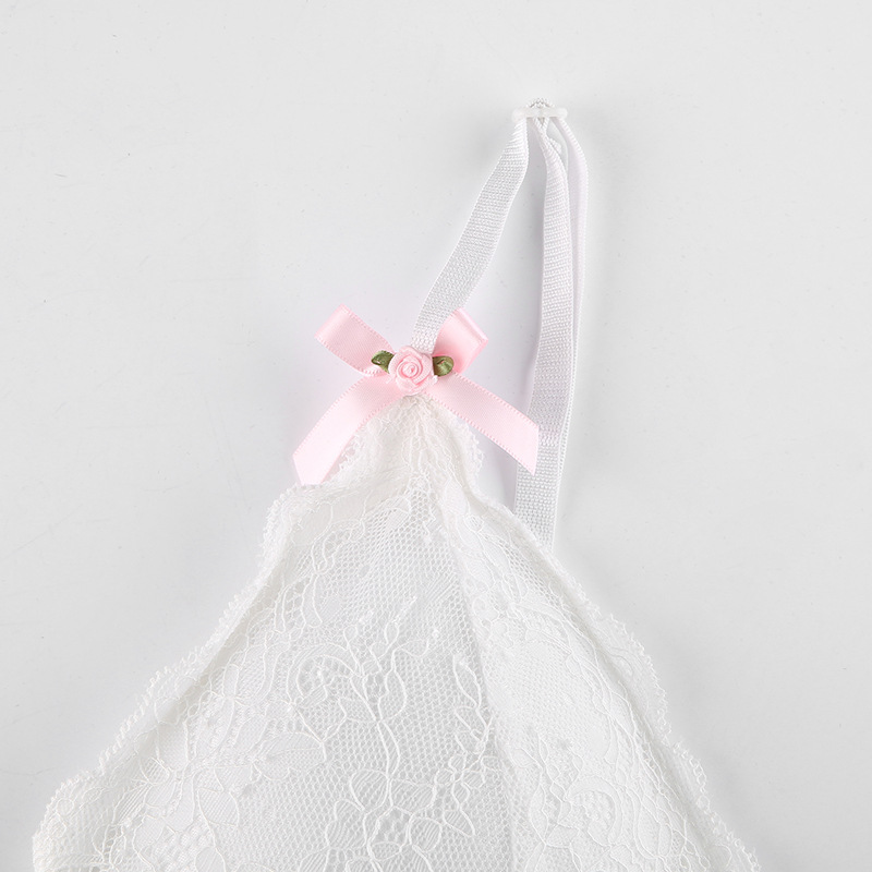 Girly Style Bow Contrast Color Lace Lace Vest Ins Style Slim