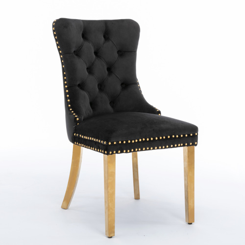 High-end Tufted Solid Wood Contemporary Velvet Upholstered Dining Chair With Golden Stainless Steel… image 2