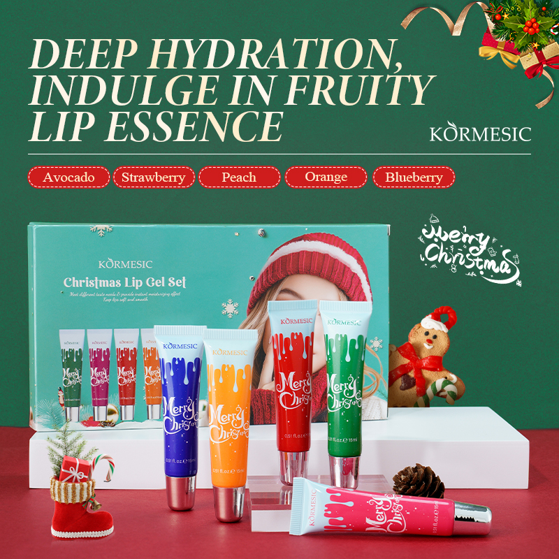 KORMESIC Christmas Lip Gel Set Exclusively For Foreign Trade 15ml-15ml-15ml-15ml-15ml