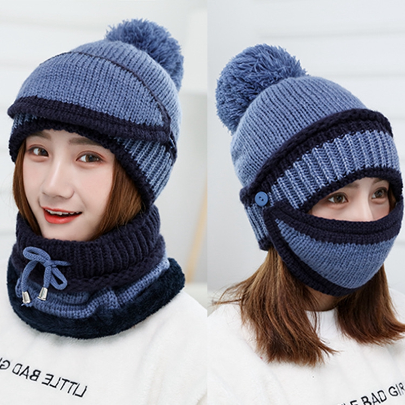 Title 2, Wool Plus Velvet Warm Hat Hat Collar Headgear