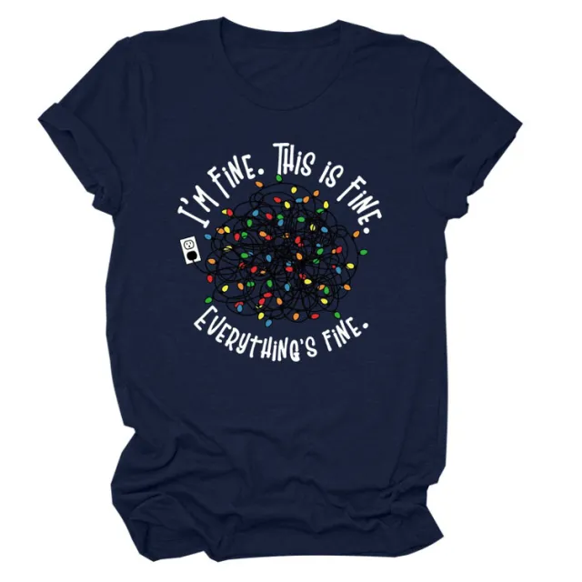 Pattern Printing Short sleeved T shirt Navy Blue White Color - Shop at LoveMi