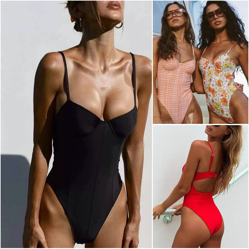 Women's Multicolor Printed Sling One Piece Swimsuit